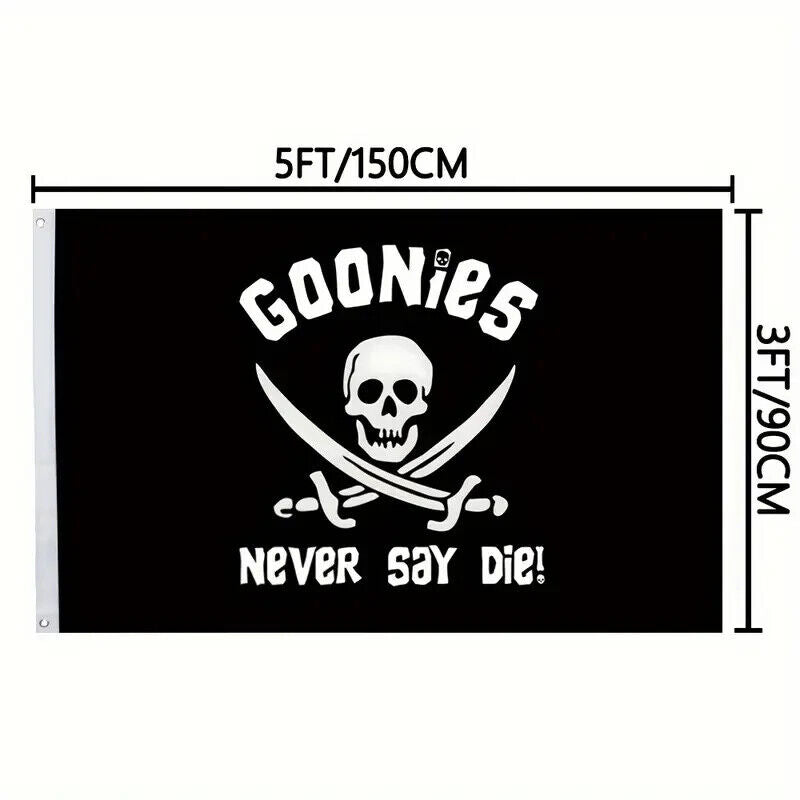 Goonies Never Say Die Black & White Pirate Flag 3 ft x 5 ft NEW! Home & Garden:Yard, Garden & Outdoor Living:Décor:Flags Cozy Home Treasures